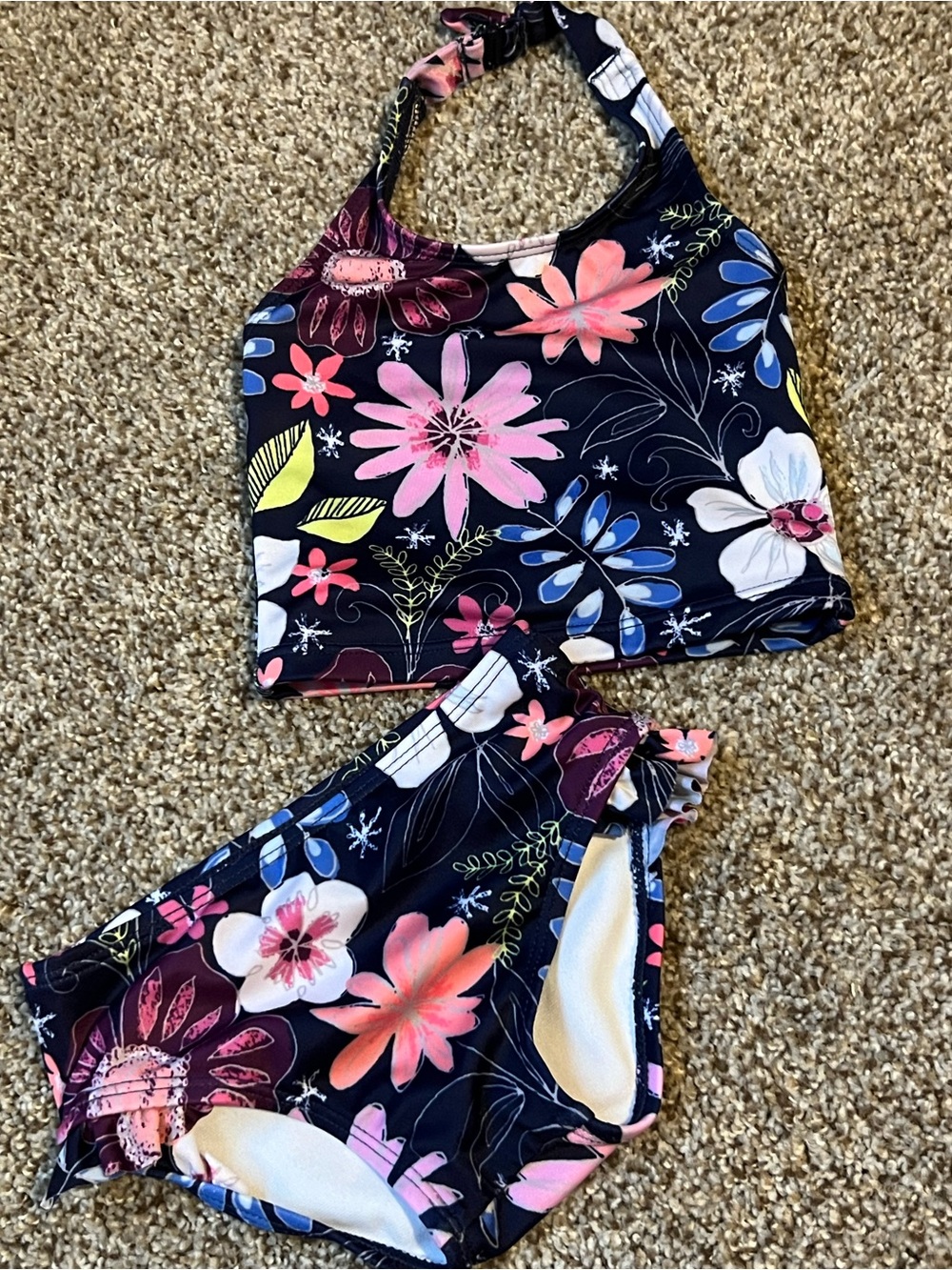 🎉5/$20🎉GYMBOREE Navy Floral Colorful Two-Piece Infant Bikini 12-18m
